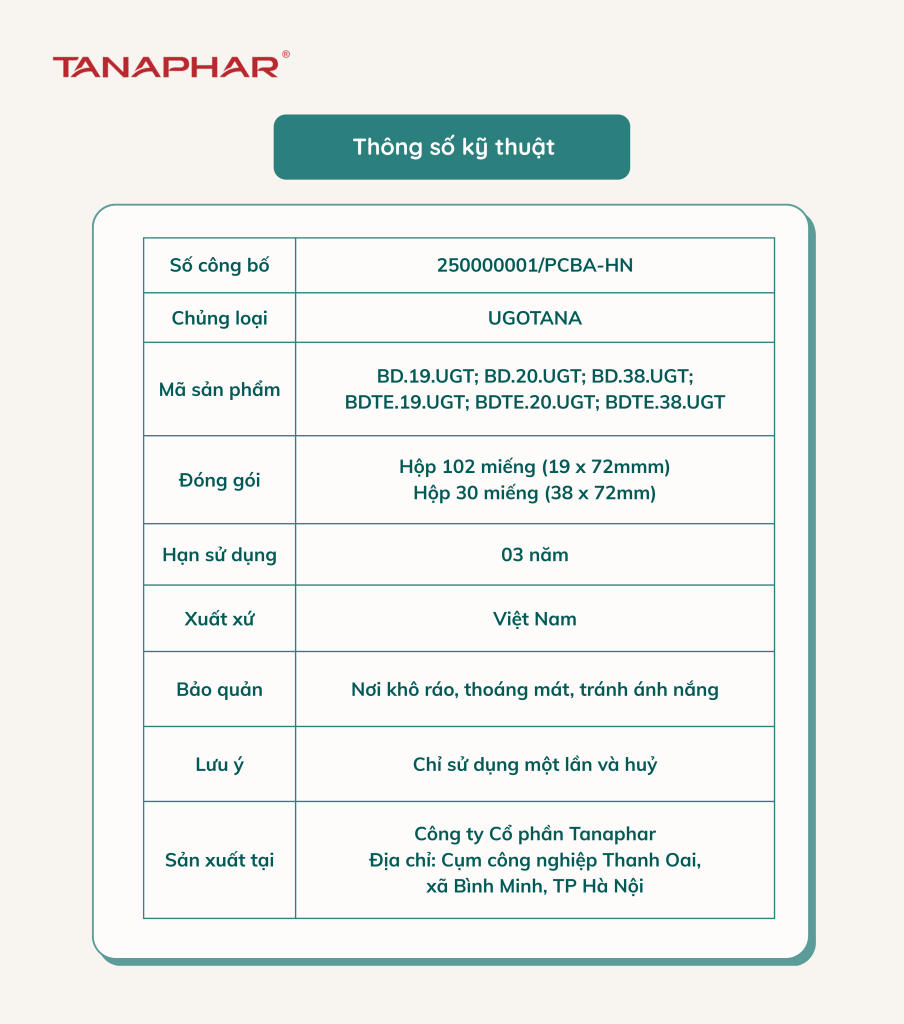 BĂNG DÍNH CÁ NHÂN Y TẾ UGOTANA 6