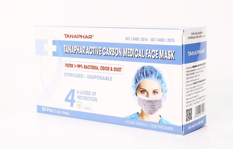Khẩu trang y tế than hoạt tính TANAPHAR chính hãng, kháng khuẩn 2