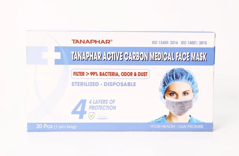 Khẩu trang y tế than hoạt tính TANAPHAR chính hãng, kháng khuẩn 3