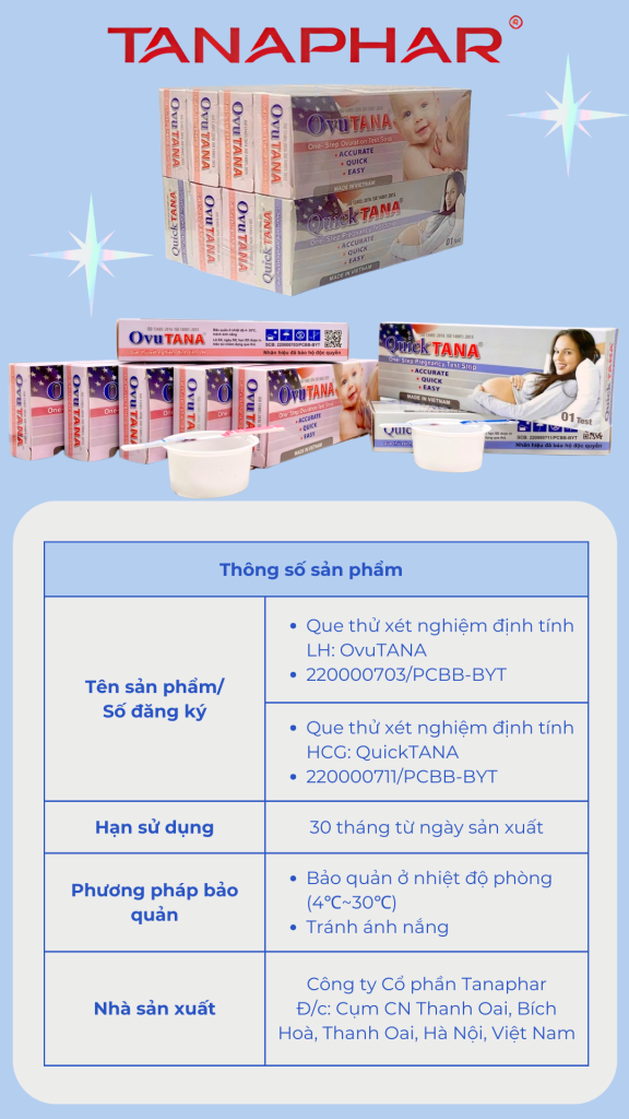 Bộ 6 Que Thử Rụng Trứng OvuTANA và 2 Que Thử Thai QuickTANA 2