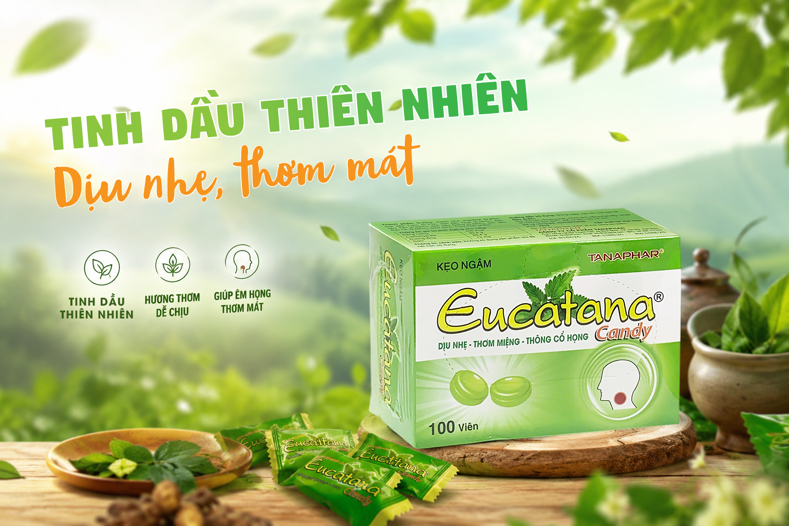 KẸO NGẬM EUCATANA – HƯƠNG TINH DẦU THIÊN NHIÊN THƠM MÁT CHO CUỘC SỐNG NĂNG ĐỘNG 1