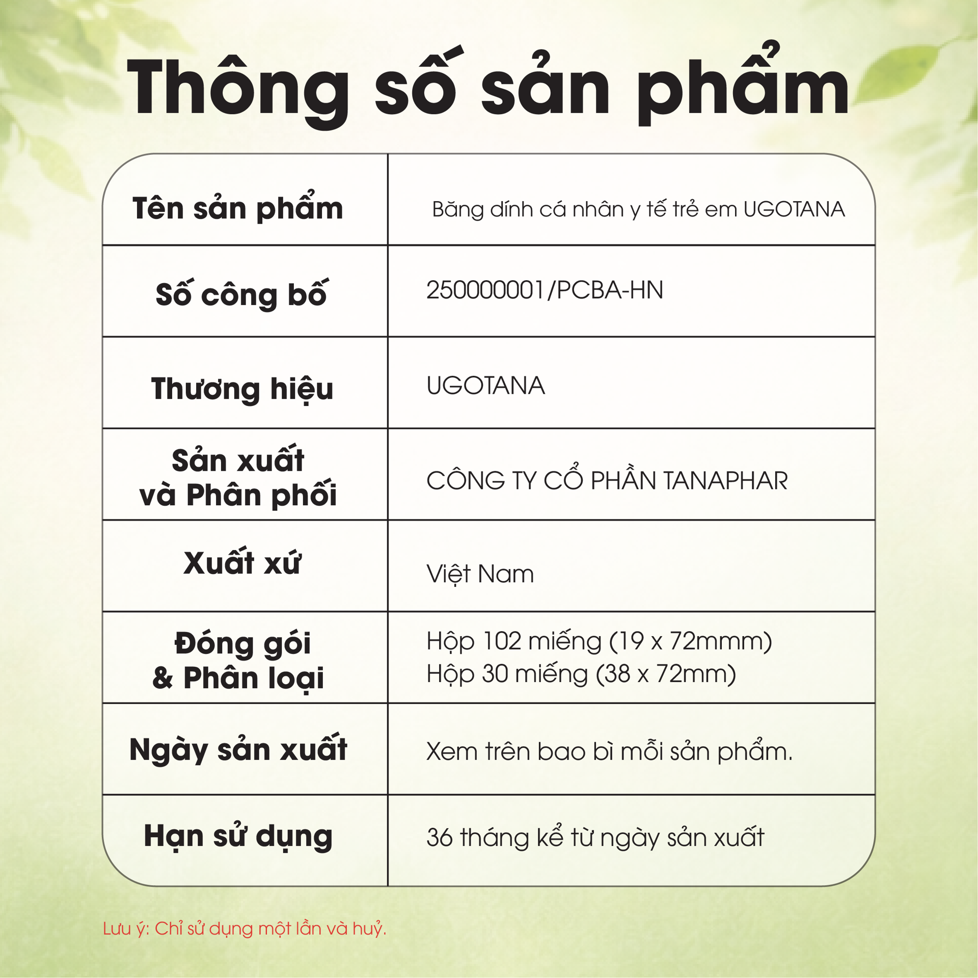 Băng Dính Cá Nhân Y Tế Dành Cho Trẻ Em Ugotana BH245142 2