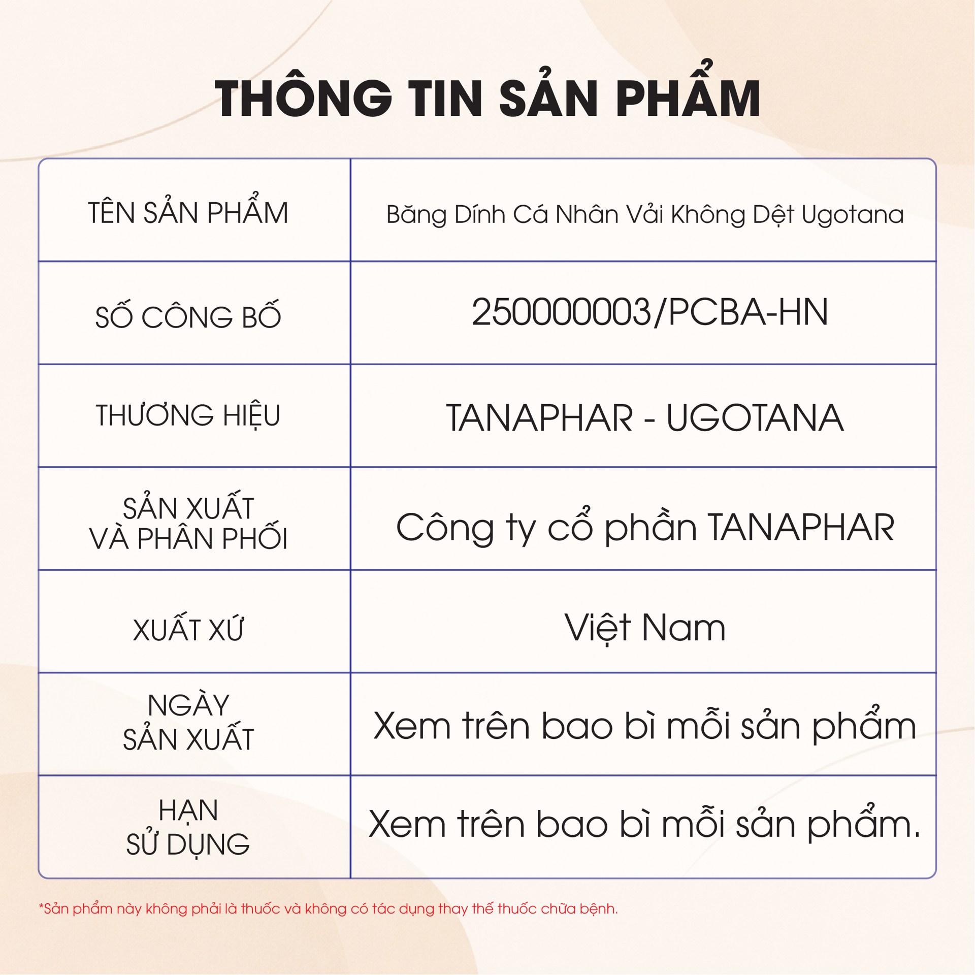 Băng dính cá nhân vải không dệt Non-Woven Fabric UgoTana BH245137 2