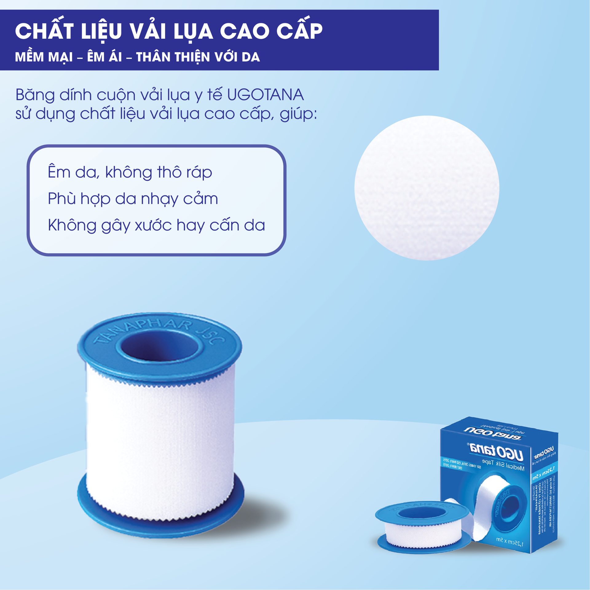Combo 3 Cuộn Băng Dính Cuộn Vải Lụa Y Tế Ugotana Độ Dính Cao BH245183 3