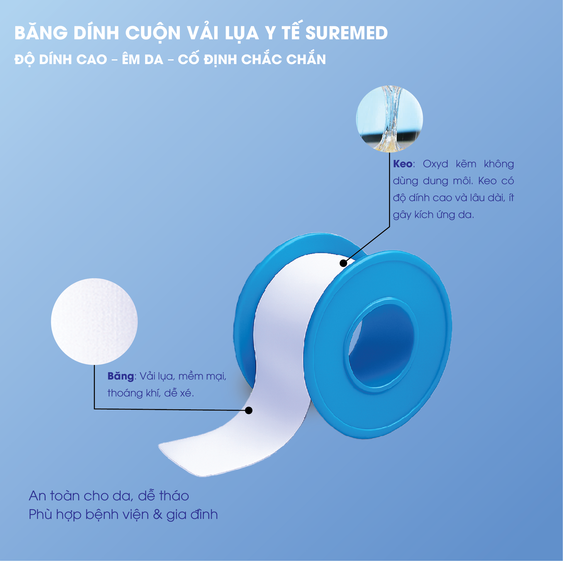 Băng Dính Cuộn Vải Lụa Y Tế Suremed BH245173 1