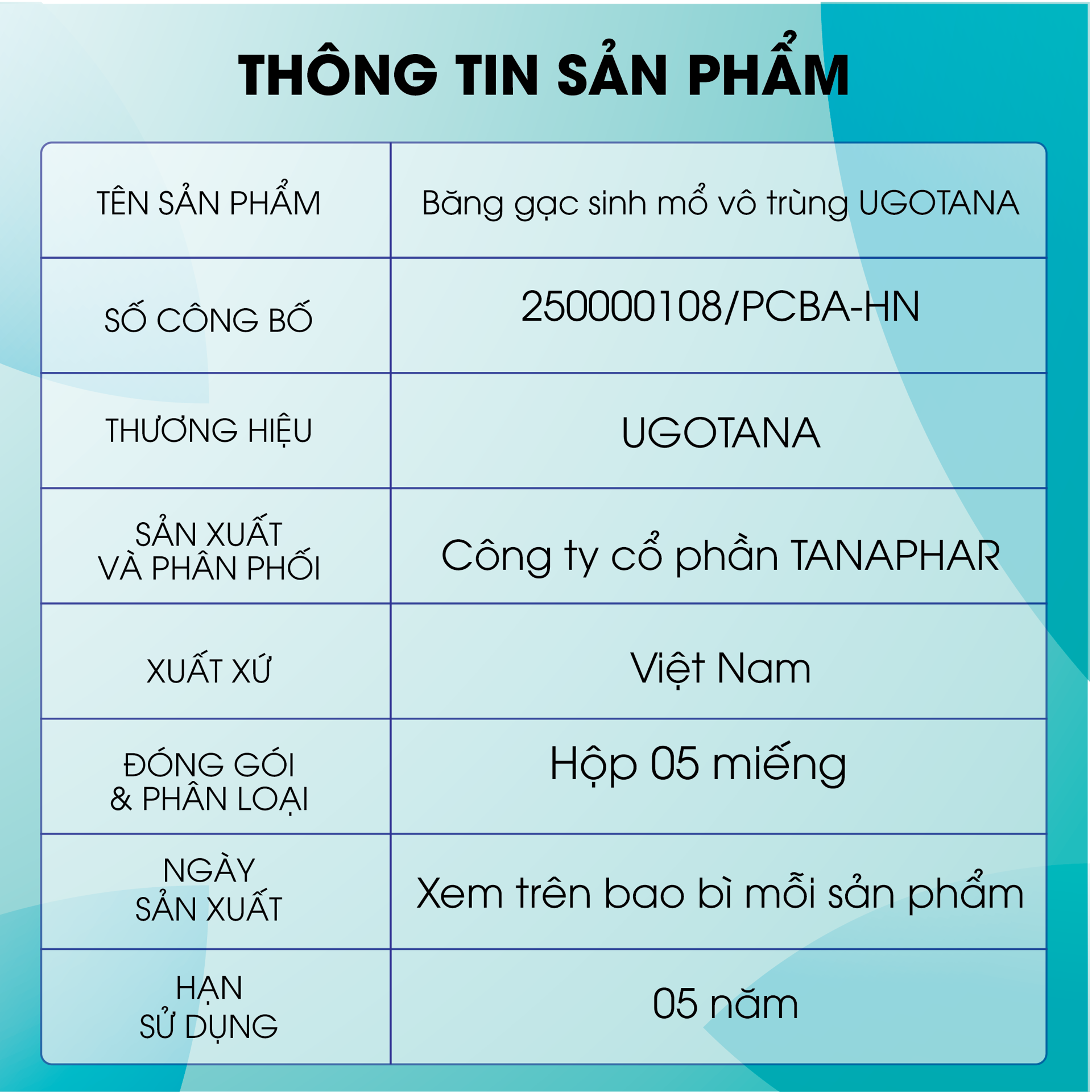 Băng Gạc Sinh Mổ Vô Trùng Ugotana BH245147 2