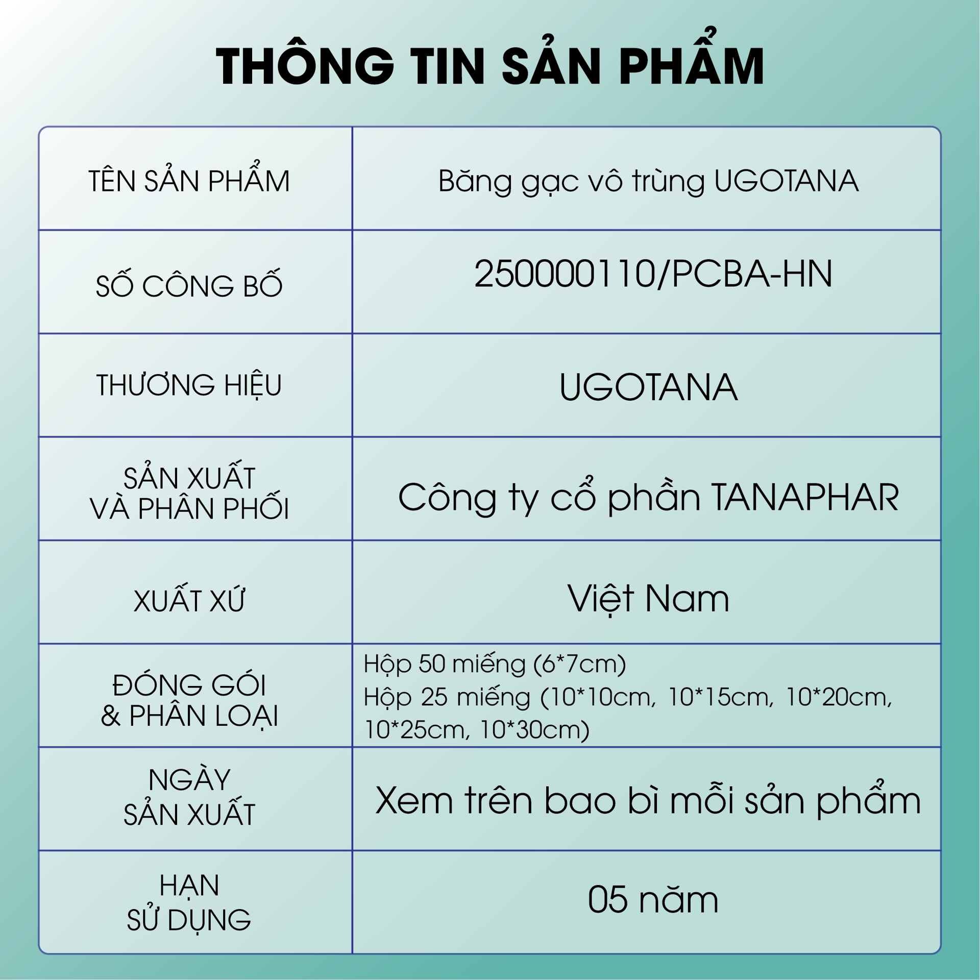 Băng gạc vô trùng Ugotana BH245143 2