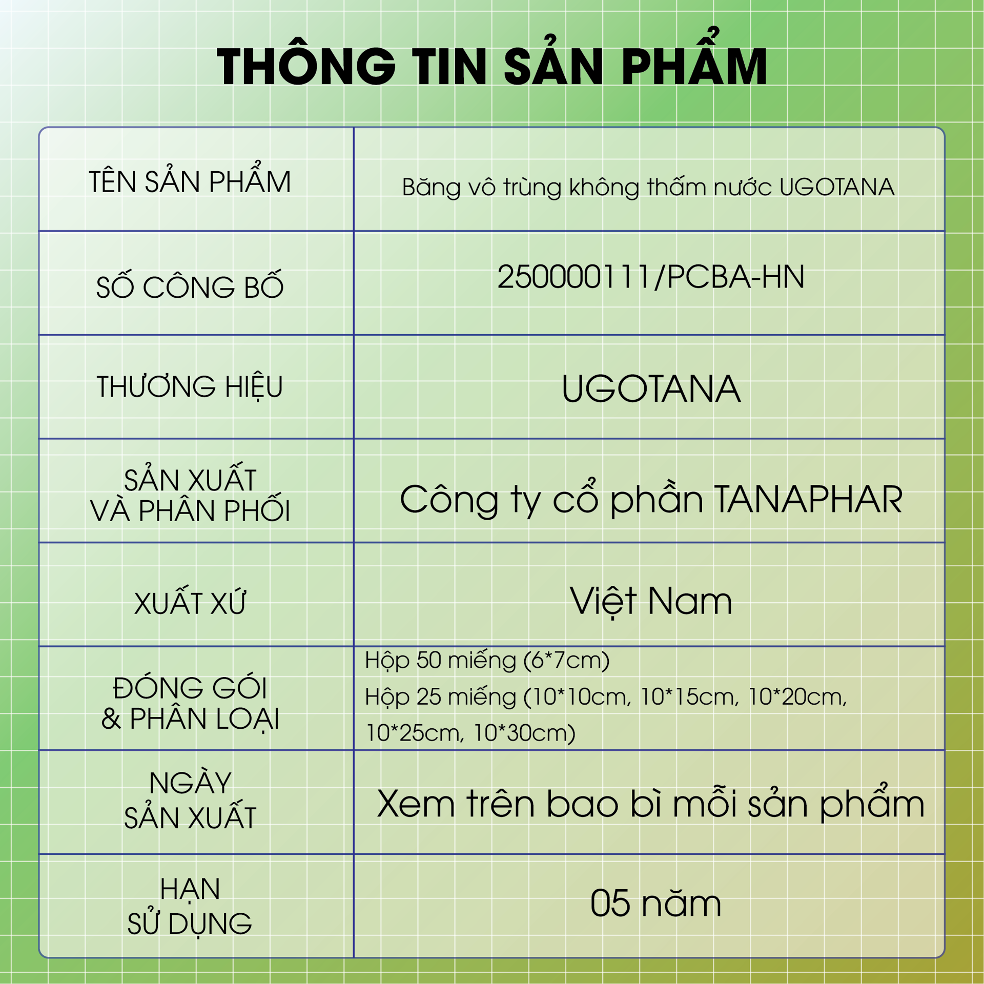 Băng Vô Trùng Không Thấm Nước Ugotana BH245145 2