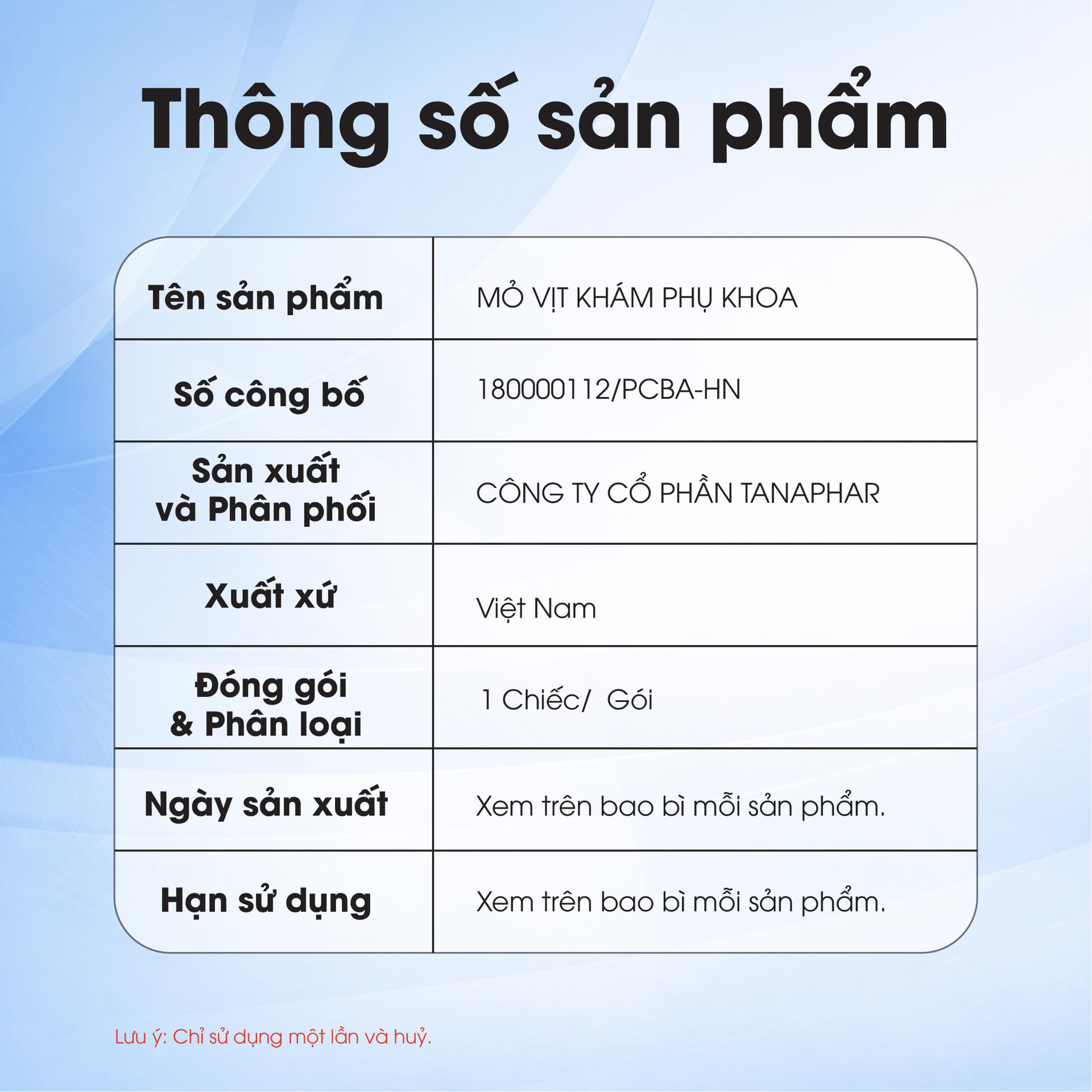 Mỏ Vịt Khám Phụ Khoa TANAPHAR - Combo 10 Túi BH245160 1
