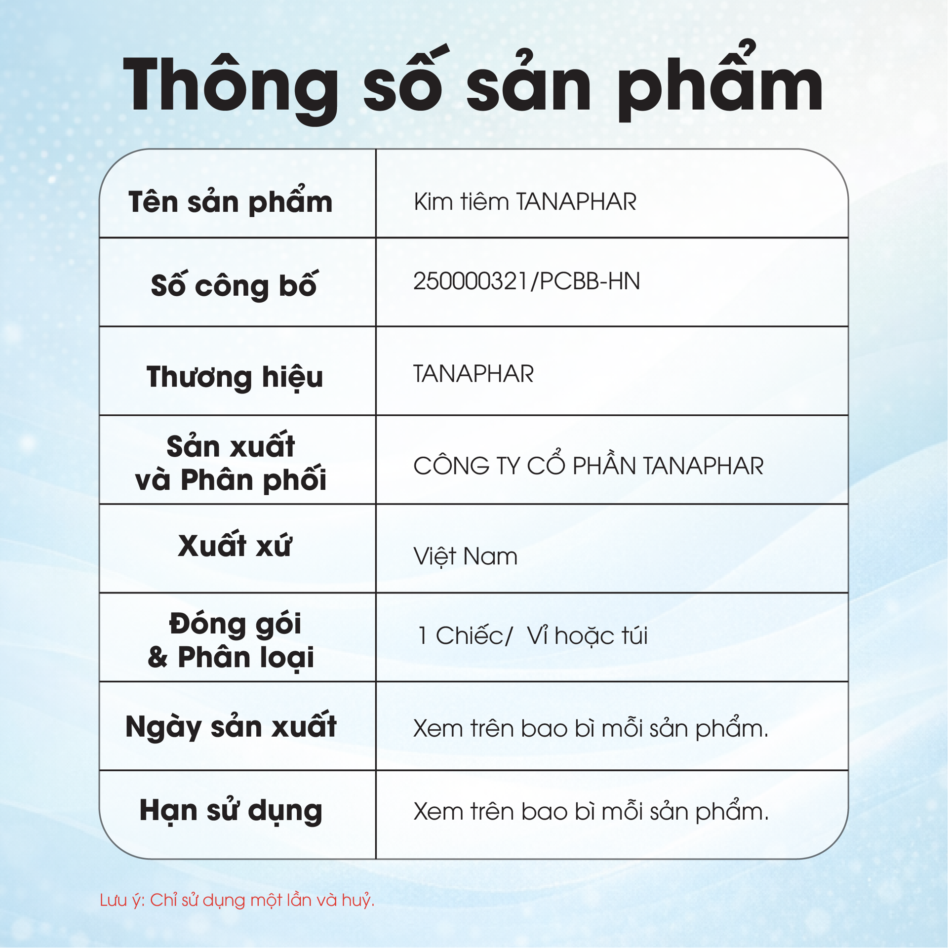 Kim Tiêm Các Số TANAPHAR BH245163 2
