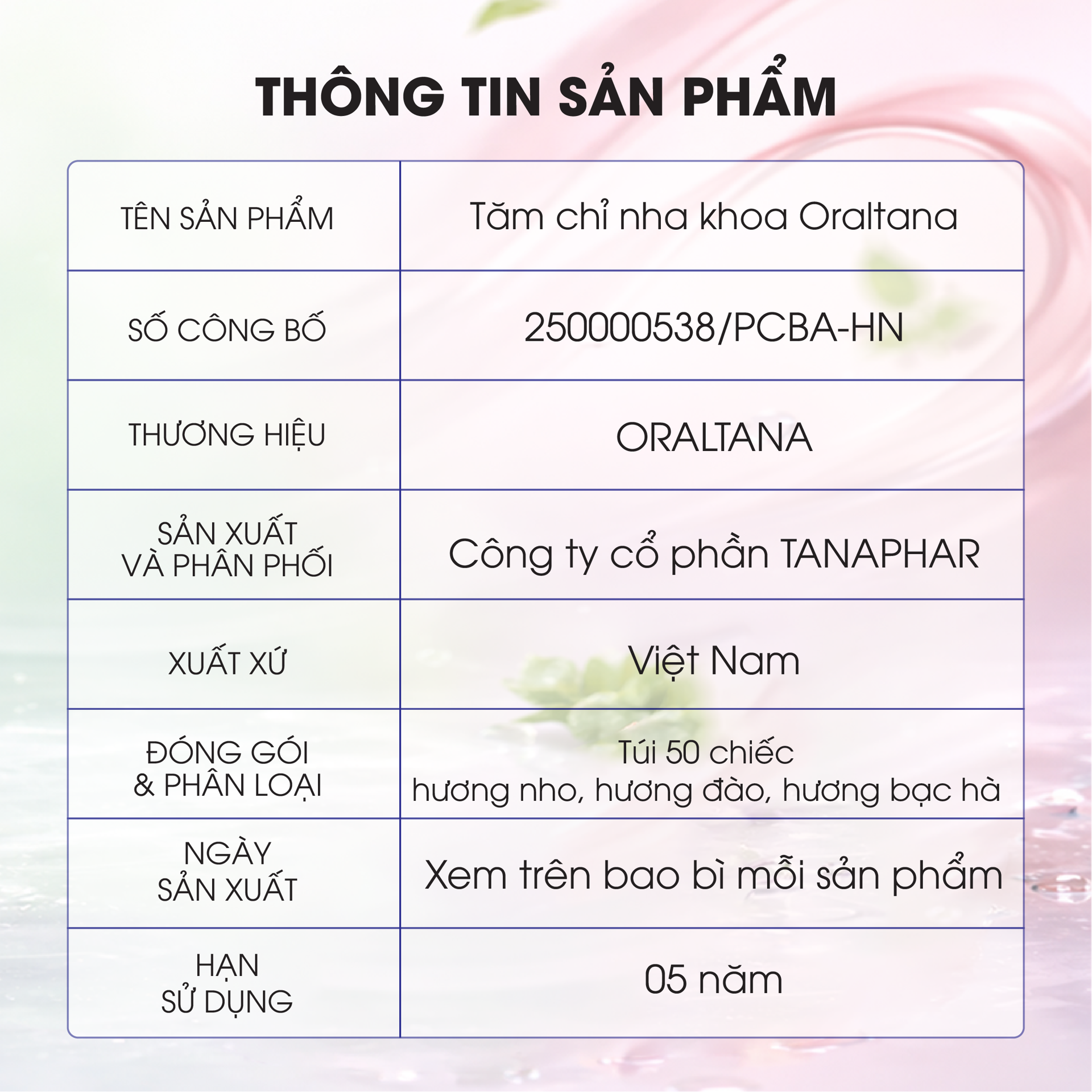 Tăm Chỉ Nha Khoa Oraltana túi 50 chiếc BH245174 2